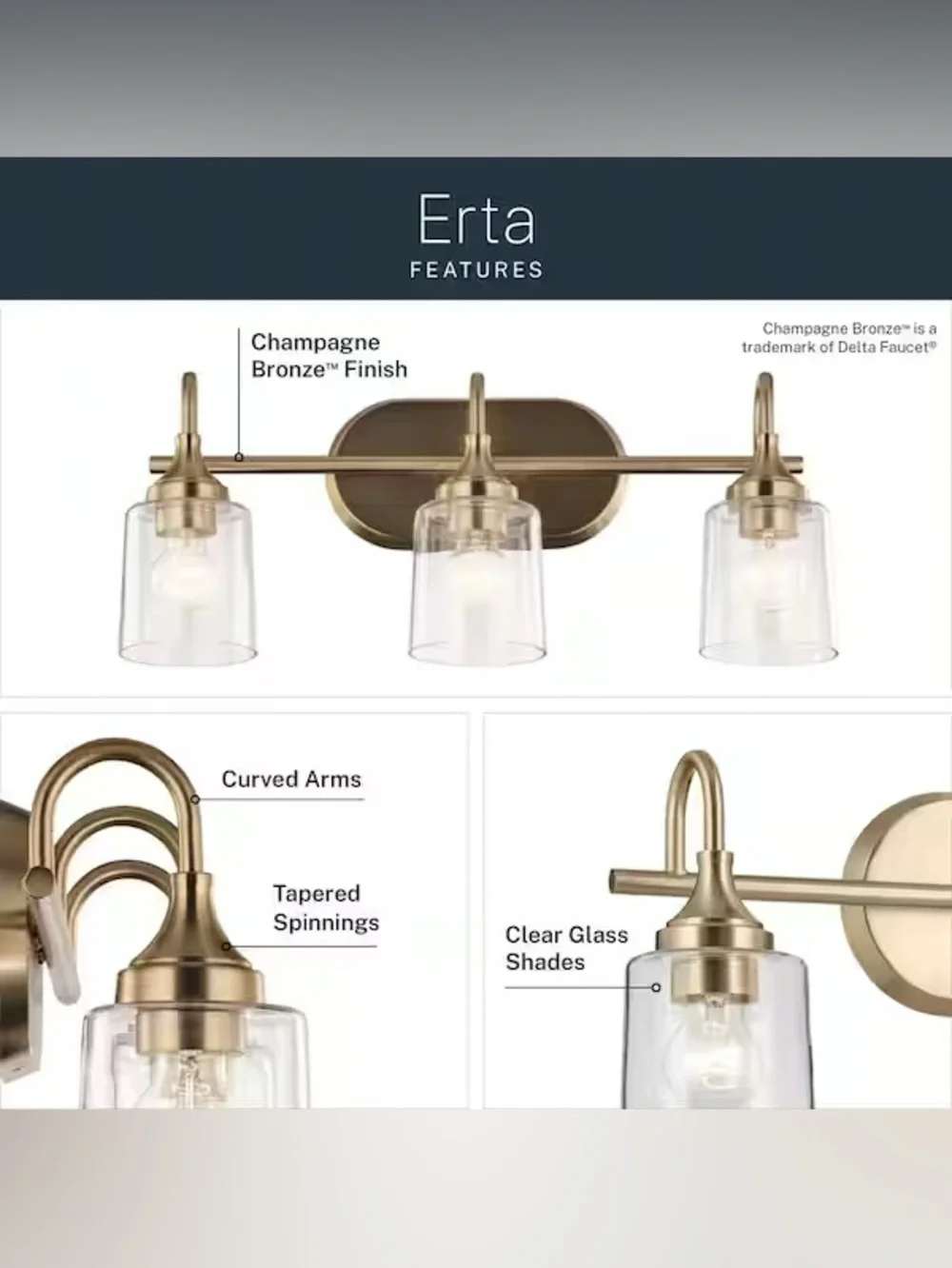 Kichler Erta Champagne Bronze Bathroom Vanity Light - Picture 8 of 8